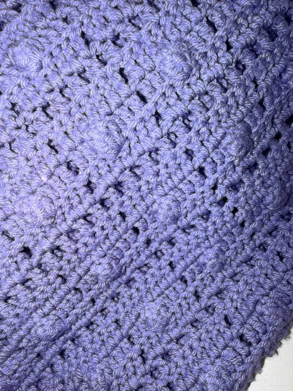 Handmade Crocheted Lavender Throw Blanket 56” by 56”